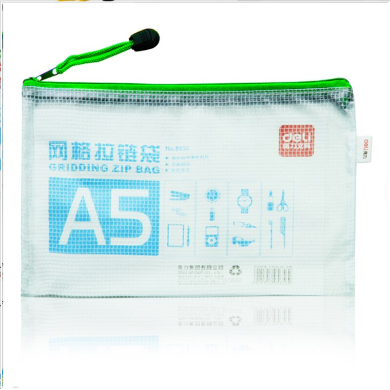 5 stk deli  a5 pvc vandtæt lynlås taske (5- pakke 4 farver tilfældig) kontorskole papir fil organisator sag opbevaring