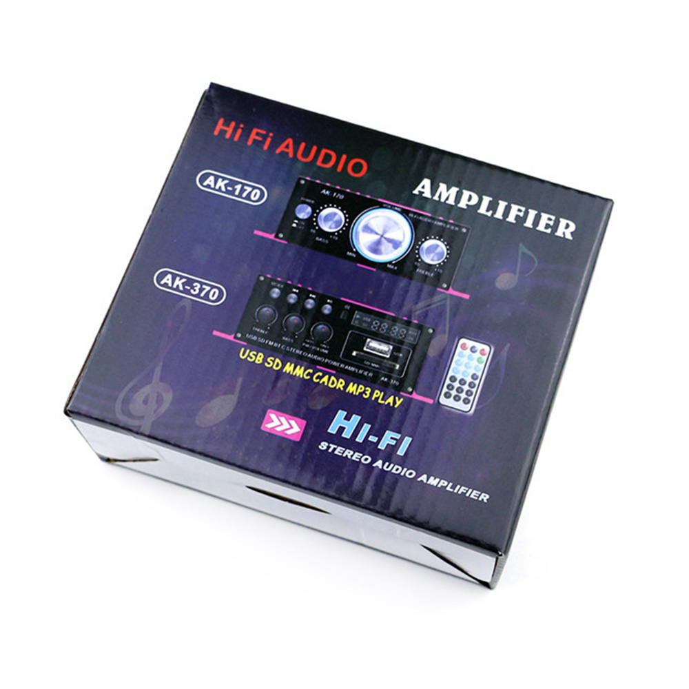 12V Car Audio Amplifier Bluetooth Out Hi-Fi MP3 Radio Stereo Bass Speaker Booster Player for Motorbike Home AK370