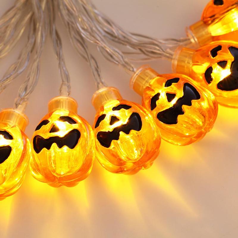 10 LEDs Halloween Pumpkin String Lights 3D Halloween Lantern Party Home DIY Decor 1.2m Warm White Battery Operated Light