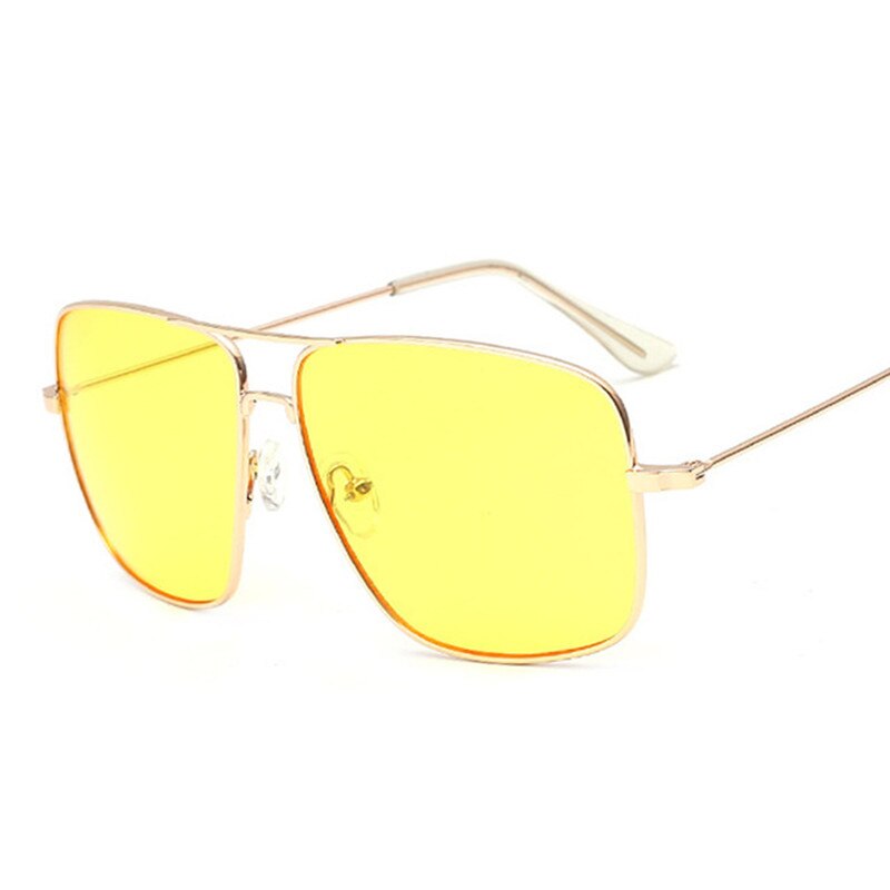 Vintage Gold Metal Frame Eyeglasses Mens Womens Sun Glasses Retro Square Optical Lens Eyewear Nerd Clear Lens Glasses: yellow