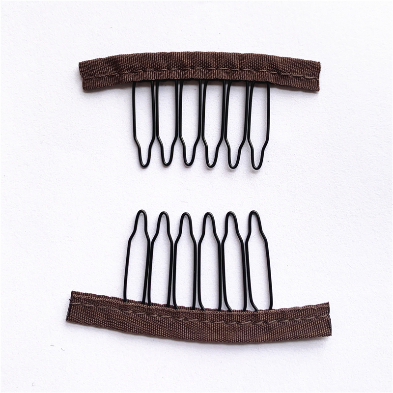 50 Stück Perückenkämme zur Sichern der Perücke, 4–7 Zähne, Perückenkamm, Perückenklammern mit Stoff für die Herstellung von Perückenkappen, Stahlmaterial, Clips, Kämme: Silber