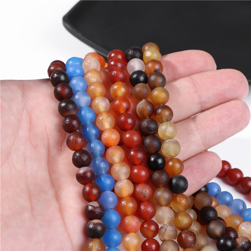 6 8 10mm Natural Raw Mineral Agates Bead Round Coffee Stone Agates Bead Loose Spacer Beads For Jewelry Making DIY Accessories