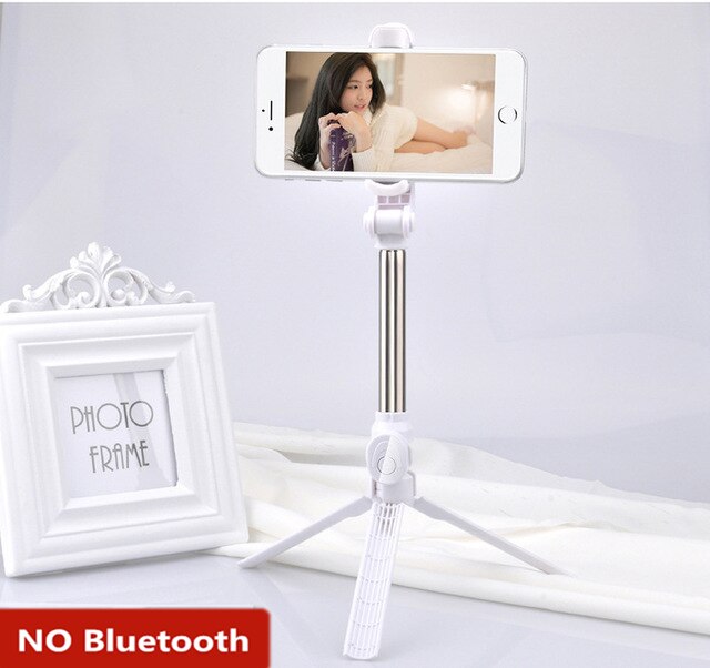 Drahtlose Bluetooth Selfie Stock Tragbare Handheld Monopod Faltbare Mini Stativ Mit Auslöser Für Iphone 11 Samsung S20 S10: weiß nein Bluetooth