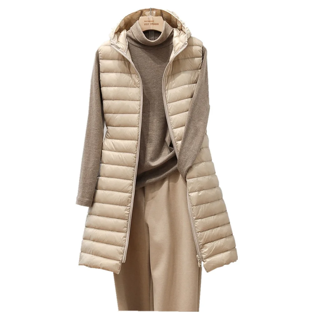 Autumn and Winter Mid-length Slim Coat Fashion Simple Casual Jacket Pure Color Hooded Female Jacket