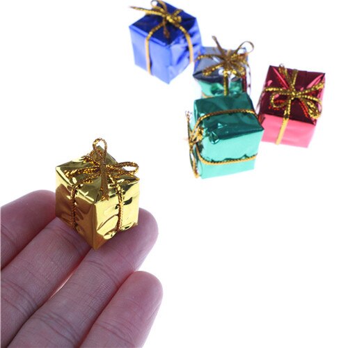 10 Pcs Poppenhuis Miniaturen 1:12 Kerst Configuratie Paars Papier Mini Box Diy Miniatuur Poppenhuis Speelgoed