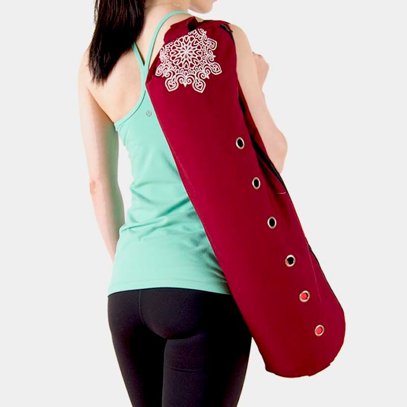 Duurzaam canvas katoen yoga mat tas met grote rits opening laden mat