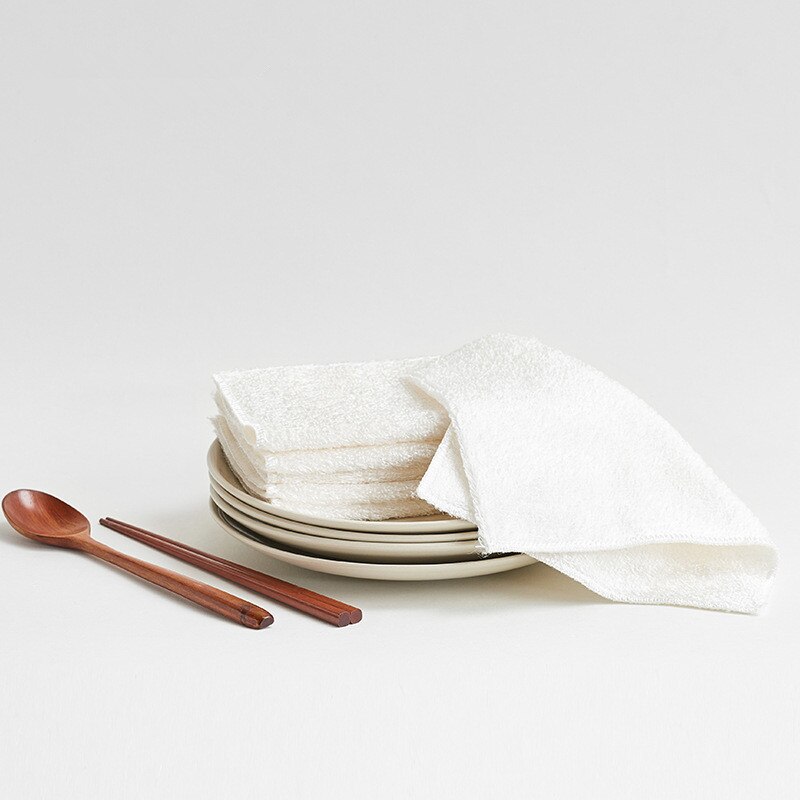 6Pcs 20x25cm White Dish Cloth Solid Color Kitchen Cleaning Towel Thick Rag Absorbent Scouring Pads