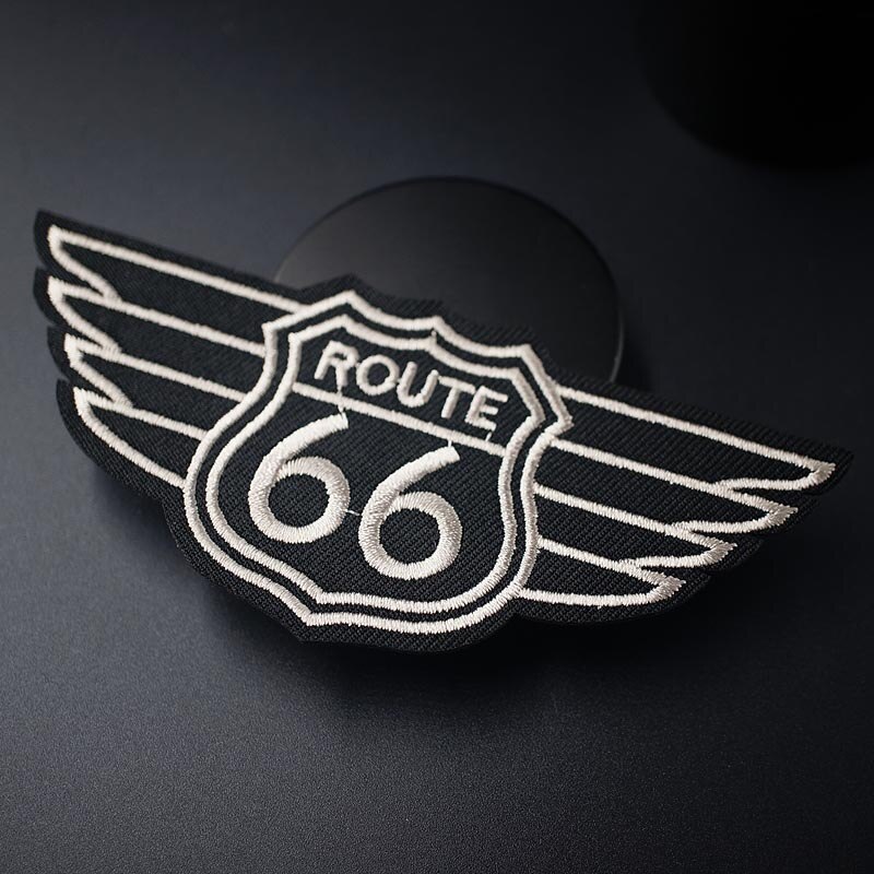 ROUTH 66 Size: 5.3x11.7 cm DIY Badge Patches Kleding Patch Stof Naaien Geborduurde Applique Jas Jeans Kleding Badges
