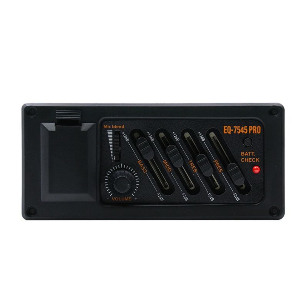 4-bands gitaar pick-up EQ 7545R equalizer tuner akoestische gitaar voorversterker versterker gitaaraccessoire verstelbare EQ equalizer: YELLOW