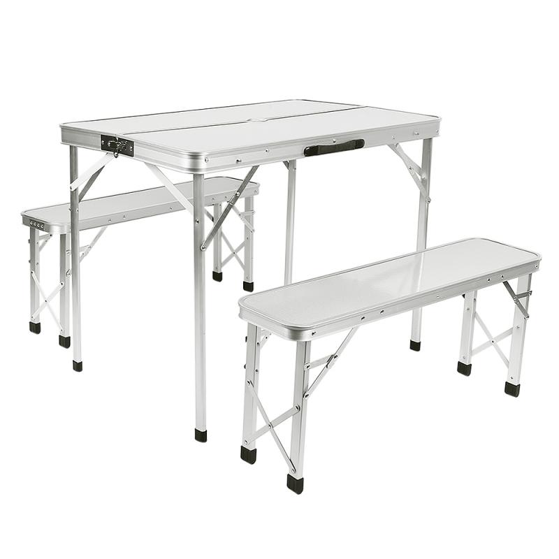 GOPLUS Campingtafel, inklapbaar, outdoor klaptafel van aluminium voor 4-6 personen, in 4 standen in hoogte verstelbaar, picknicktafel, licht, met draagtas, voor camping, picknick, reizen, zilver