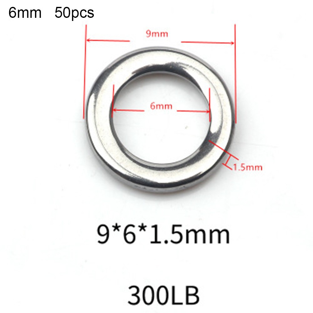 50 st kraftiga fiskeringar med solid ring, sömlösa delade ringar, vridbara knutar, bete, verktyg i rostfritt stål, fisketillbehör: Vinröd