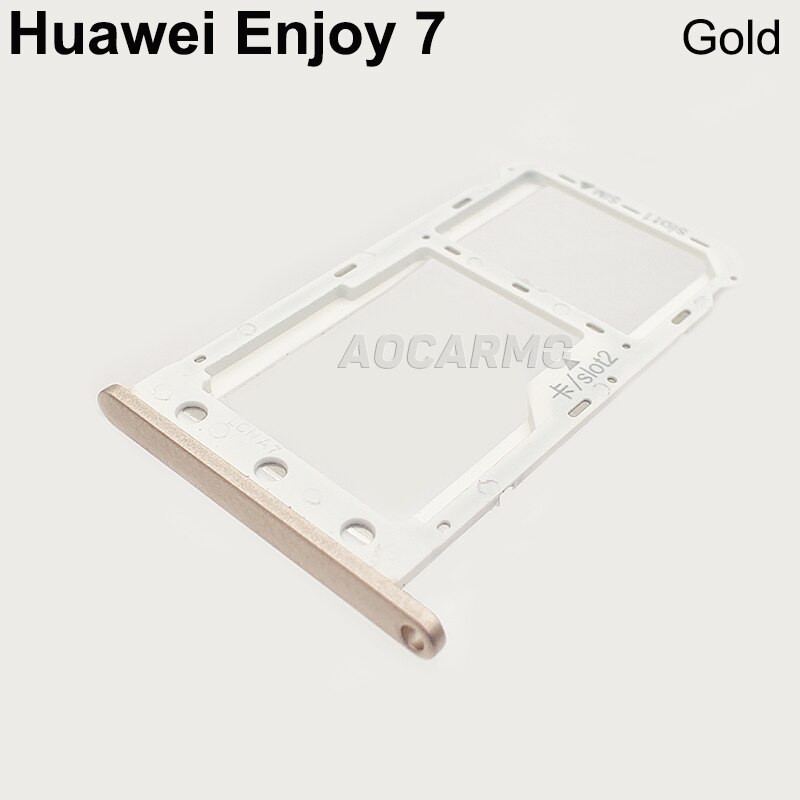 Aocarmo de memoria SD Micro SD soporte Nano bandeja de ranura para tarjeta Sim Huawei disfrutar de 7 SLA-AL00 parte de reemplazo: Gold