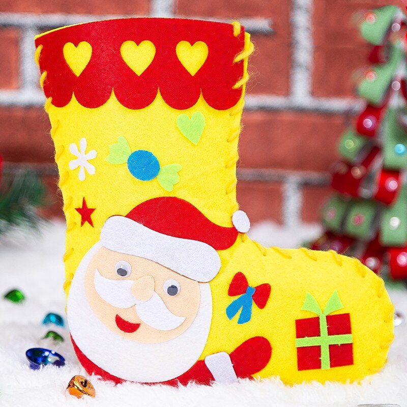 Non-woven Christmas Socks Sewing Socks Christmas Children DIY Handmade Materials Pack Kindergarten Handmade: xksdw1004