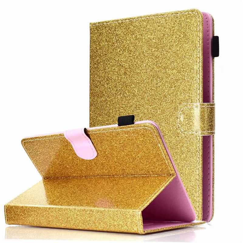 Coque universelle à paillettes pour Samsung Galaxy Tab A 8, pouces, pour Huawei Mediapad M5 Lite, 8: Golden