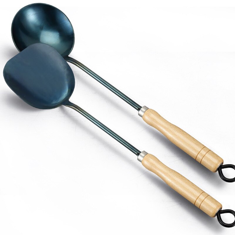 Cuillère à friture pour beignets, huile, Baba, cuillère en fer Durable, Portable, fer à la main, antiadhésif, louche, Wok, spatule pour aliments: 2 pcs set4