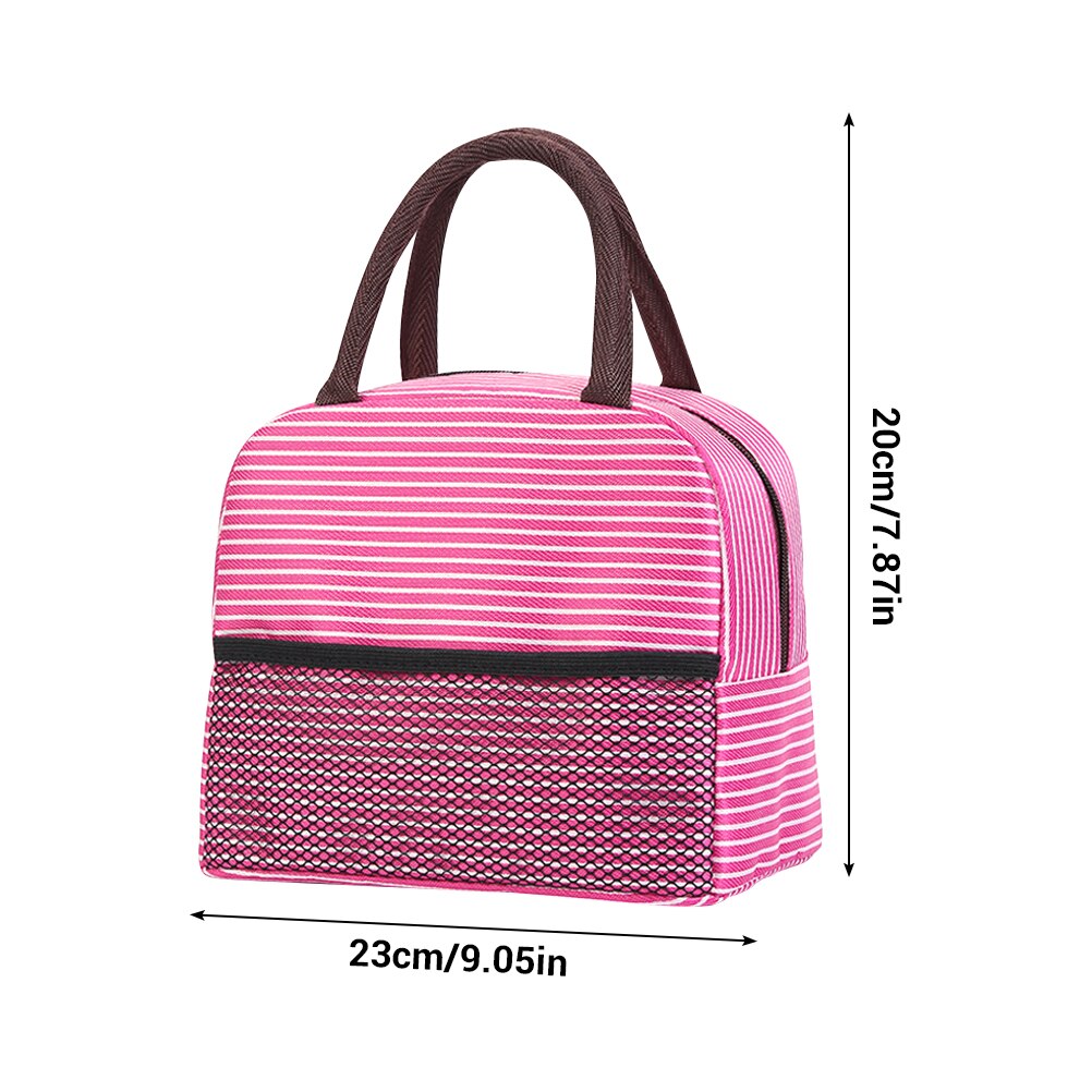 Bolsa de almuerzo de mujeres para niños, bolsa térmica a rayas, nevera, Picnic, fiambrera, almacenamiento de comida escolar, bolso aislado