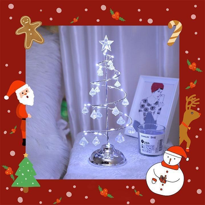 Mintiml jul glas træ lys op juletræ led bordlampe xmas dekor dekoration: Sølv (hvidt lys)