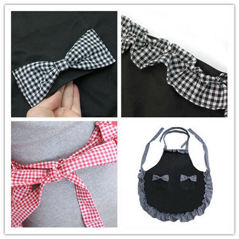 Cute Bar Cleaning Dress Bib Cooking Baking Restaurant Aprons Women Lady Adjustable kitchen apron Flirty Vintage Bowknot Pockets