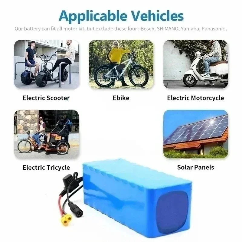 36V Battery 10S4P 100Ah Battery Pack 1000W High Power Battery Ebike Electric Bike Wiht BMS/30A Fuse + 42V 2A Charger