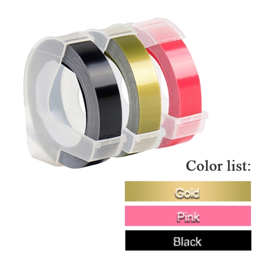 3Rolls 3D Embossing Label Tape white on Clear Transparent 9mm*3m for DYMO 12965 1880 Label Printer and MOTEX E-101 label maker: 3Pcs Mix Color Set H