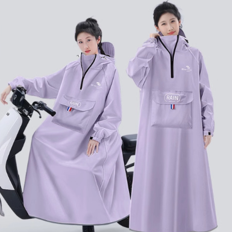 Female Cycling Raincoat Long Body Rainproof Men Adult One-piece Oxford Cloth Student Motorcycle Poncho Electric Car Raincoat: XL / Blue