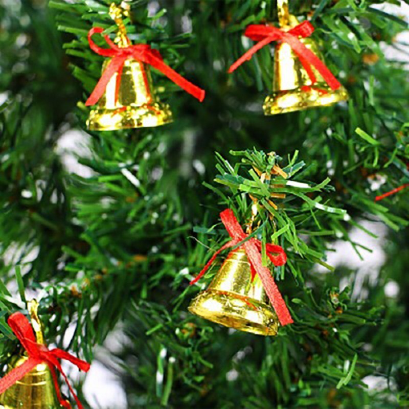 12 stks/set Kerst Decor Boom Hanger 3CM Kerst Gouden Kleine Bel Boog Jingle