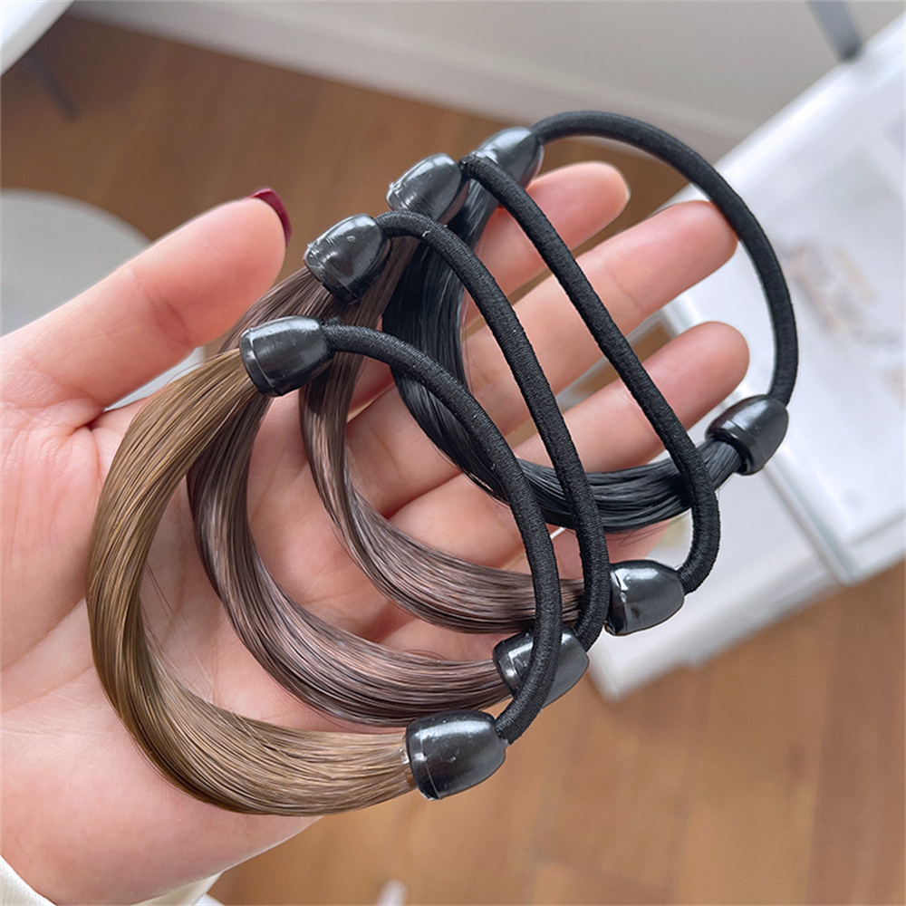Peluca de pelo de imitación clásica para mujer y niña, lazos de cuerda, soporte de cola de caballo elástico Simple, trenza, tocado de , banda de goma, 4 colores