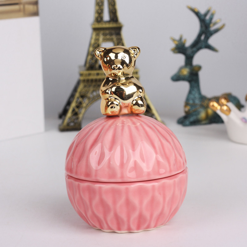 Nordique céramique boîte à bijoux scellé Animal stockage pot bonbons réservoir conteneur boucle d'oreille collier avec couvercle de mariage décoration de la maison: 9