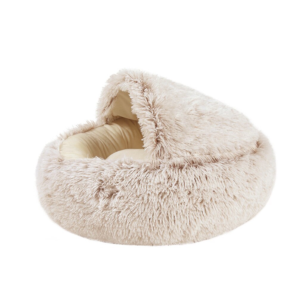 The Pet Cat Dog Bed Round Plush Cat Warmer Beds For Small Cats Soft Plush Beds For Cat Litter 2 In 1 Cat Beds: 2 / 40x40cm