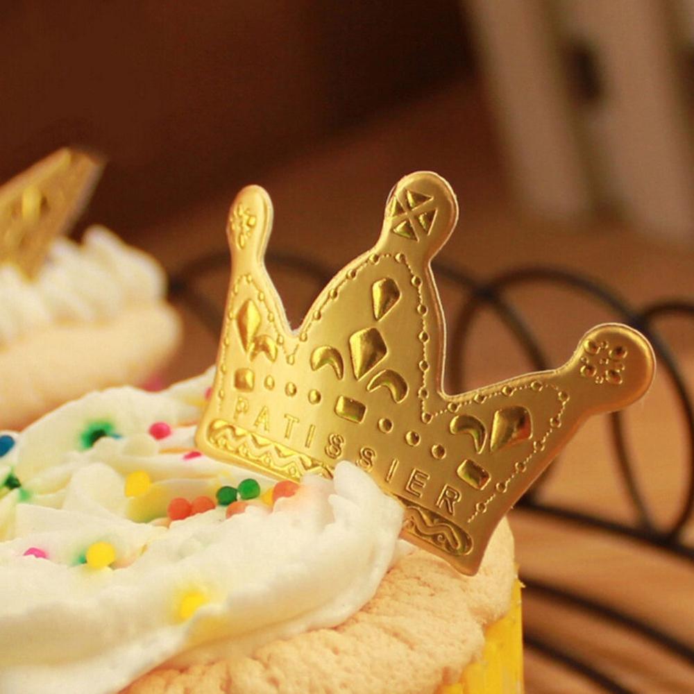 10pcs Cute Gold Princess Crown Cake Tooper Paper Topper Favors Party Cake Cupcake Picks Baby Shower Wedding Birthday Decorations: Default Title