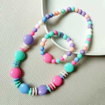 Kleur Strand Resin Kralen Kralen Student Kinderen Ketting Set Lange Ketting Boho: 7