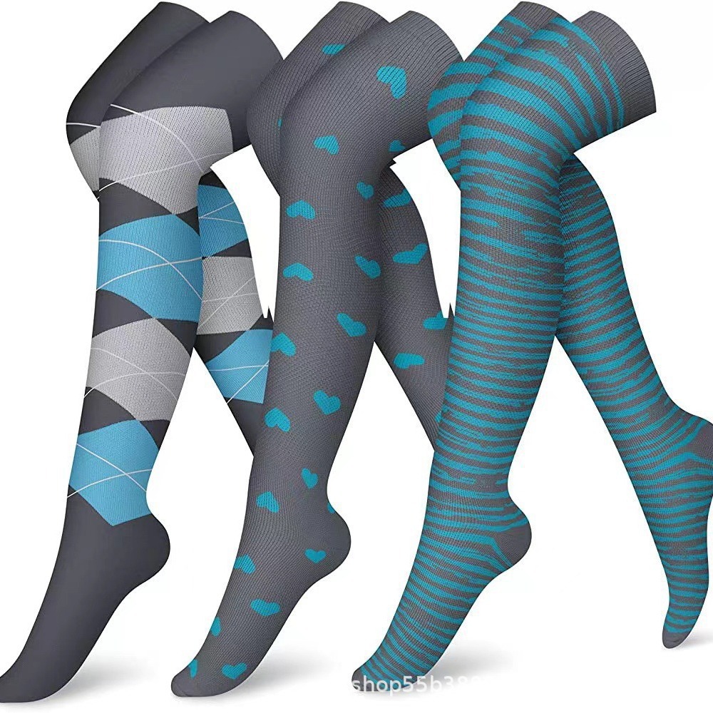 Brand Above The Knee Compression Stockings Men Women Thighs Socks Compress Elastic Sports Long Socks Running Gradient pressure