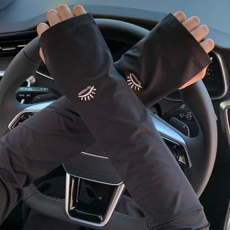 Women's Ice Sleeves, Summer Ice Silk Sun Protection Sleeves, UV Protection for Cycling and Driving, Loose Sun Protection Sleeves: black