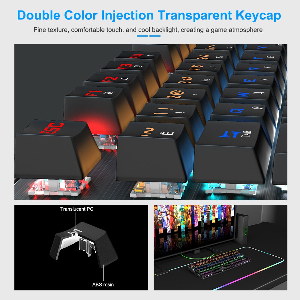 Gaming Keyboard Mechanical Keyboard Backlight RGB Backlit Game Keyboards Russian Keycaps for Gamer PC Computer Gaming Keyboard