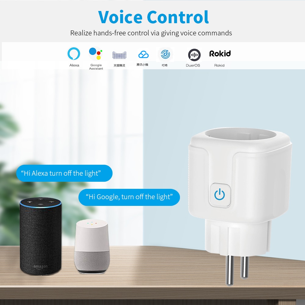 Tuya 16A 20A EU inteligentne gniazdo inteligentna wtyczka WiFi z monitorowaniem mocy funkcja odliczania czasu sterowanie głosem Alexa Google Assitant