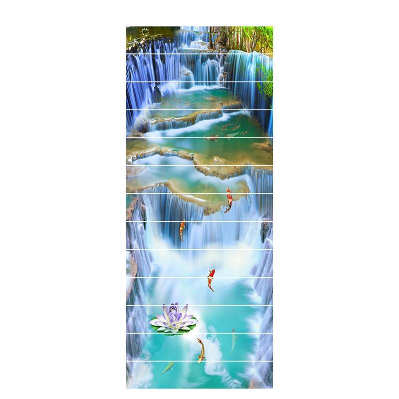 13pcs/set 3D Staircase Stair Riser Floor Sticker Stair Sticker Waterproof Self-adhesive PVC Staircase Sticker For Stairway Decor: M