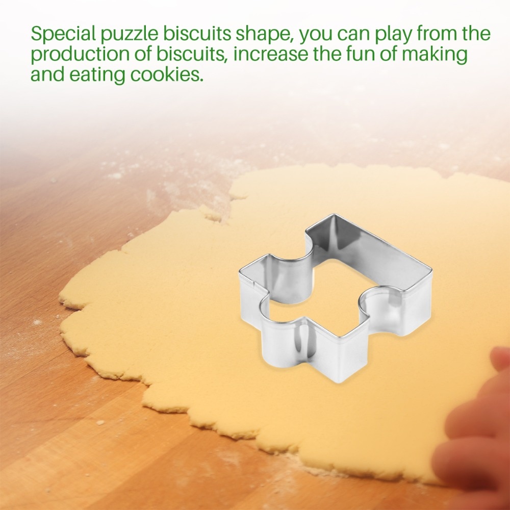 4 stks/set Cookie Puzzel Vorm Rvs Cookie Cutter Set DIY Biscuit Mold Dessert Bakvormen Cakevorm bruiloft Decoreren