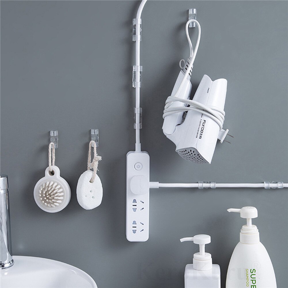 Cable Organizer Clips Cable Management Desktop Workstation Wire Manager Cord Holder USB Charging Data Line Winder