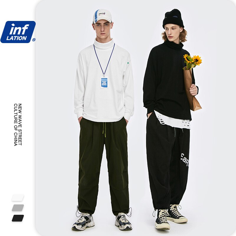 20fw topp tröja i ren färg 100%  bomullströjor med turtleneck dam män casual sweatshirts