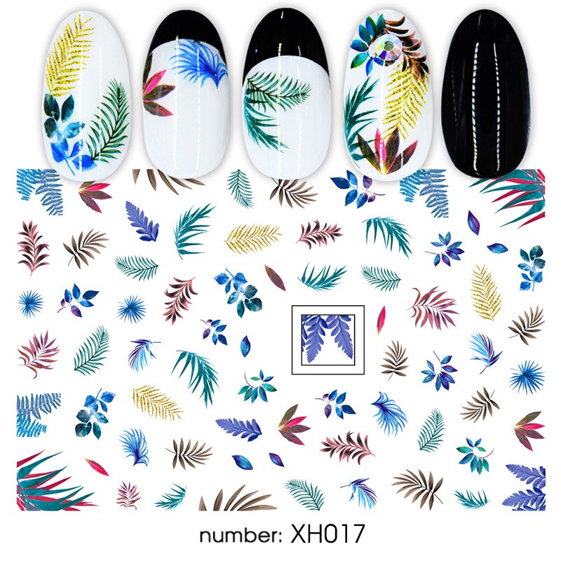 HNUIX 1 leaf Nail Art 3D decal fall theme nails sliders decor boards maple leaf pattern sticker for nail art filigree decals