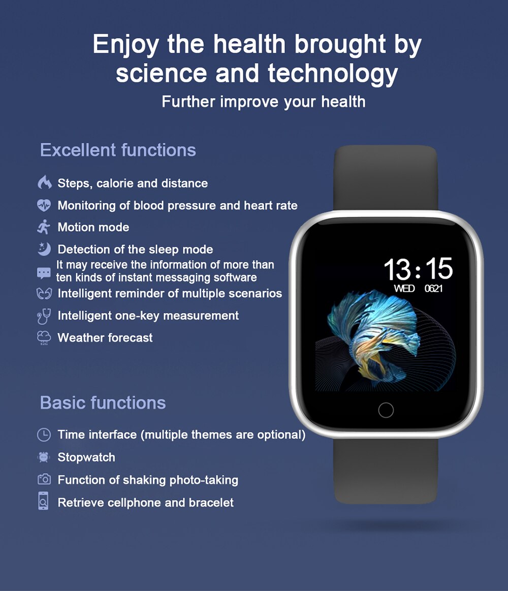 T80 montre intelligente femmes hommes sport Ip68 étanche activité Fitness Tracker fréquence cardiaque bord Smartwatch pour Android iOS B57
