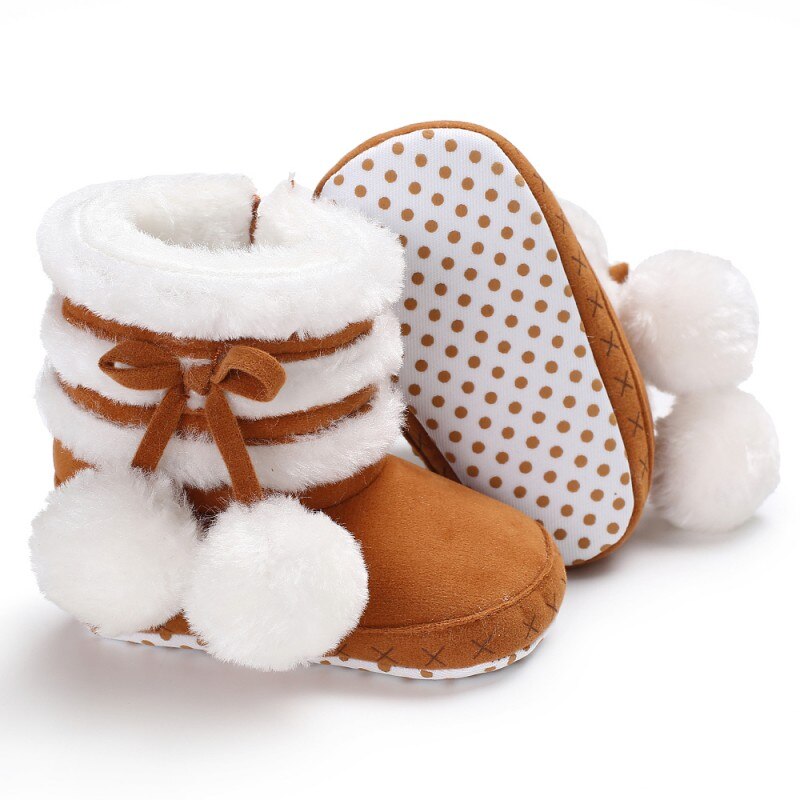 Nette Kugel Winter Stiefel Weichen Boden Baby Baumwolle Baby Warme Patch Stiefel