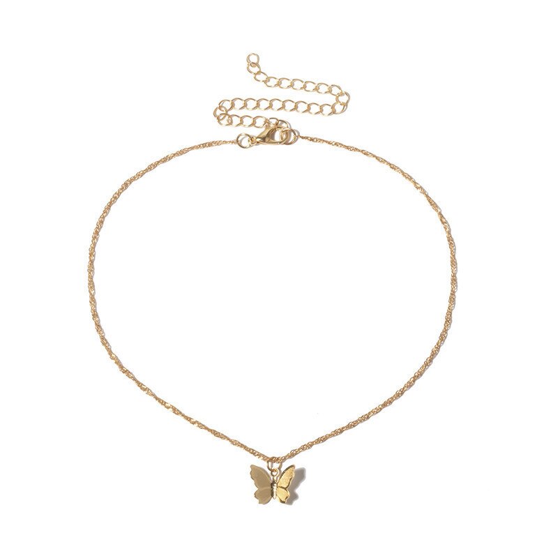 Star Butterfly Choker Necklace - Link Chain Collar - Women's Statement Jewelry - Gold/Silver Tone: XL007A