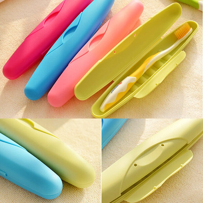 Caja de cepillo de dientes portátil para viaje, estuche de almacenamiento impermeable a prueba de fugas con tapa, color rosa, ideal para senderismo y acampada