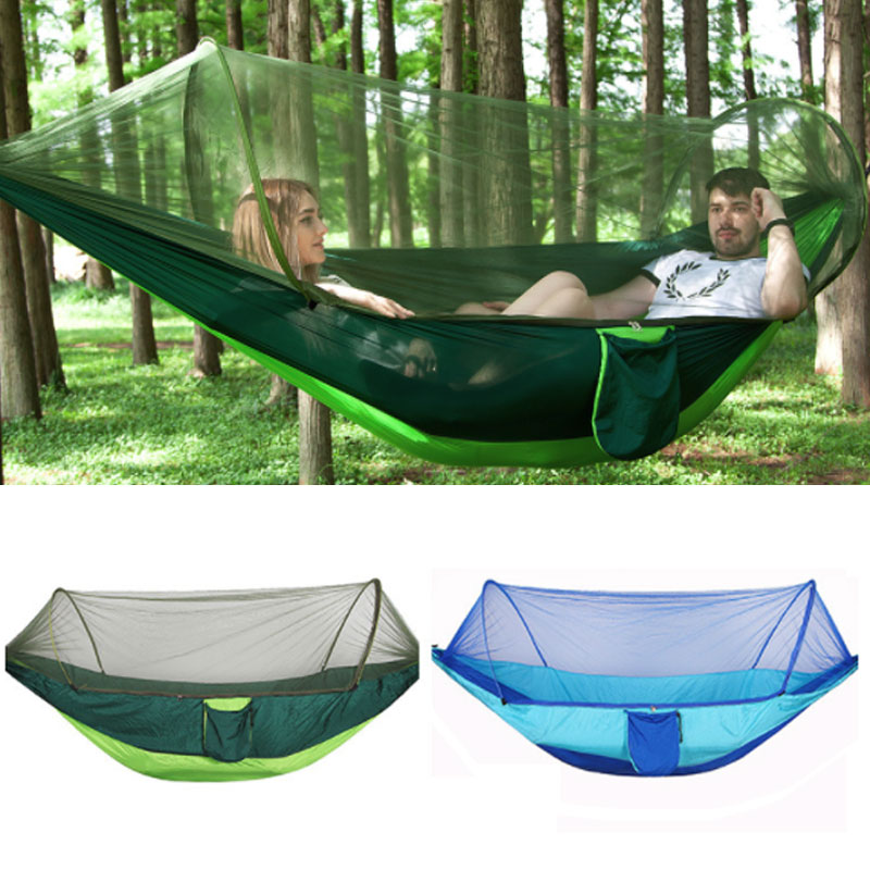 Utendørs myggnett fallskjerm hengekøye telt bærbar campinghage hengende soveseng høystyrke sovehuske 250 x 120cm