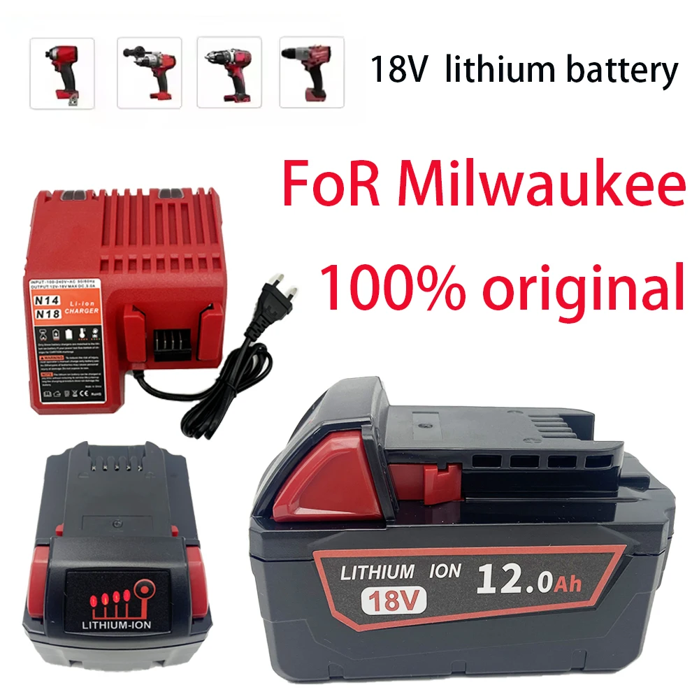 For Milwaukee M18 18V 12000mAh 18650 Lithium Replacement Battery For Milwaukee 48-11-1860 48-11-1850 48-11-1840 Battery