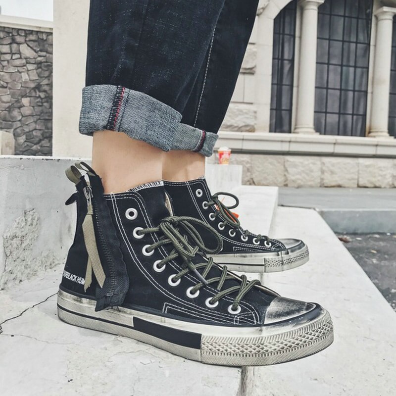 Zomer heren canvas schoenen veterschoenen hoge schoenen heren canvas flats casual sneakers schoenen  d12-53