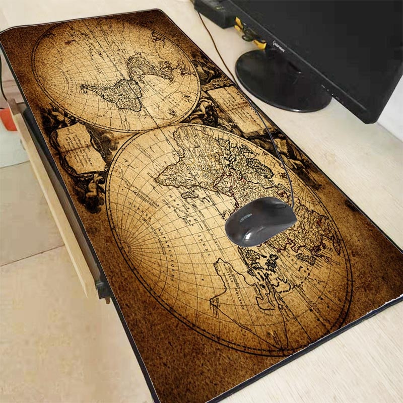 Mairuige Mapa del viejo mundo gran bloqueo en los bordes del ratón, alfombrilla para teclado, alfombrilla para escritorio, alfombrilla para mesa, alfombrilla de ratón para gamers, para ordenador portátil, portátil, Lol