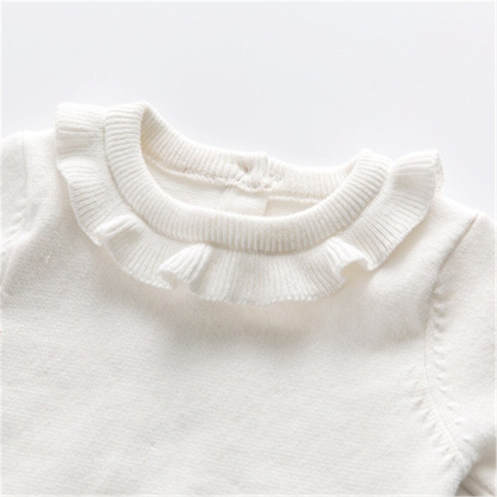 Baby sweater pige vinter langærmet varm forårs strikket baby pige sweater piger pullover top flæse sweater prinsesse tøj