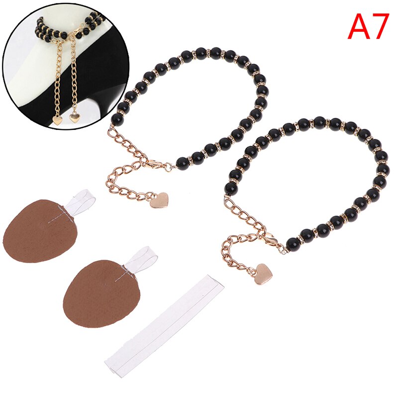 1 Paar Vrouwen Parel Hakken Band Schoen Riem Hoge Hakken Enkel Holding Losse Anti-Skid Bundel Tie Bandjes band Schoenen Decoratie: A7